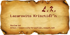 Lazarovits Krisztián névjegykártya